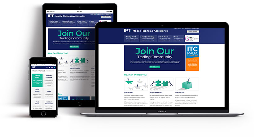 Screenshots showing the IPT homepage on multiple devices