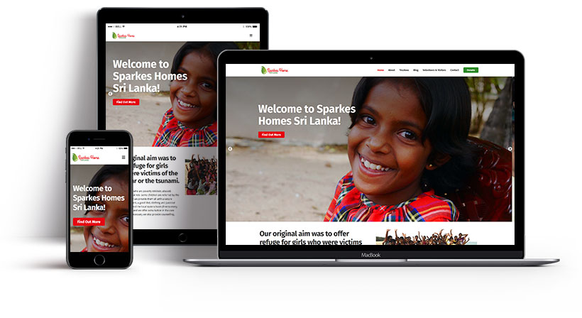 Screenshots showing the Sparkes Home Sri Lanka homepage on multiple devices