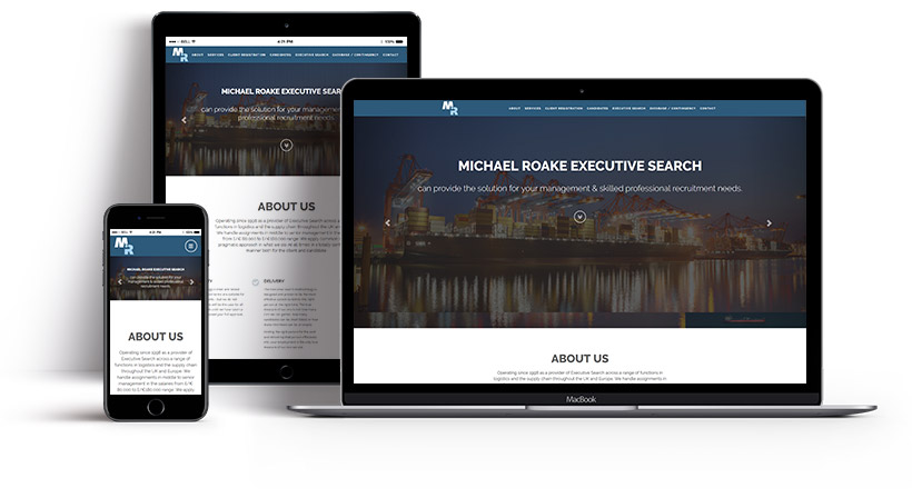 Screenshots showing the Michael Roake homepage on multiple devices